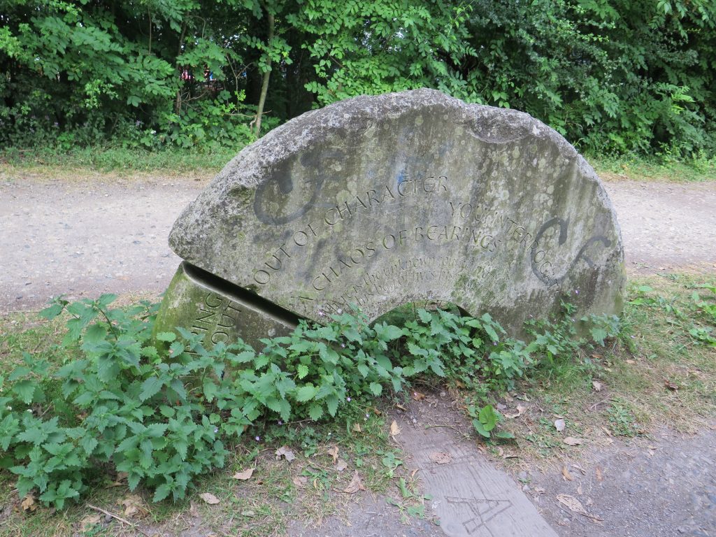 One of five stone wheels on the Railway Path