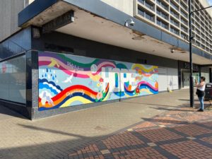 Hope mural on the Debenhams building
