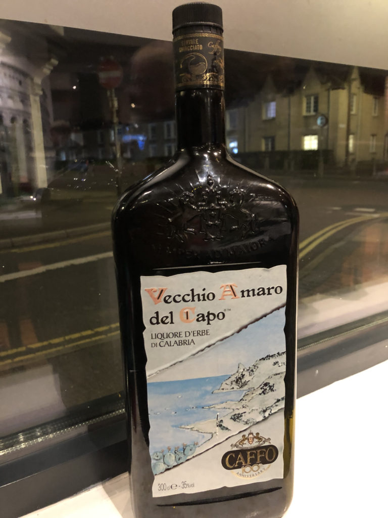 Amaretto bottle in Da Vinci restaurant Swindon