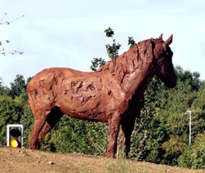 The Plough Horse Sculpture on Gablecross roundabout