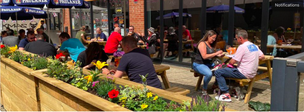 The outside seating area