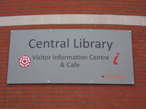 Signage on Swindon central library