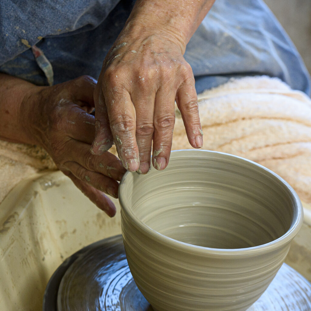 Mary Thorn at her pottery wheel