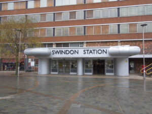 The modern frontage of Swindon station