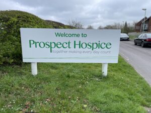 Prospect Hospice Swindon - sign at the edge of the hospice grounds