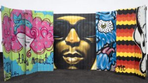 For Sale: Camden Street Art - trio of shed doors with murals