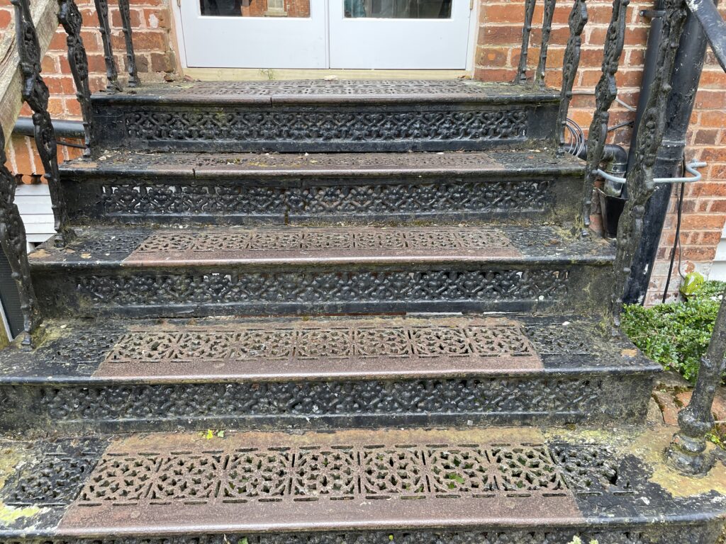 Wrought iron stairs from above