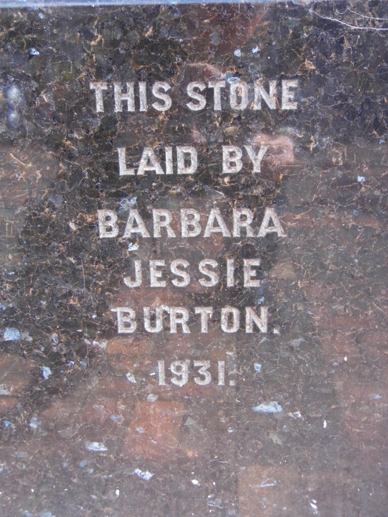 Barbara Jessie Burton - foundation stone on the Burton building in Swindon