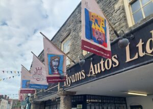 Athelstan Takes Centre Stage -banners on Malmesbury High Street