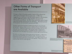 Info board on trams in Swindon museum and art gallery