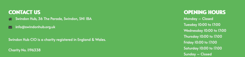 Swindon Hub info
