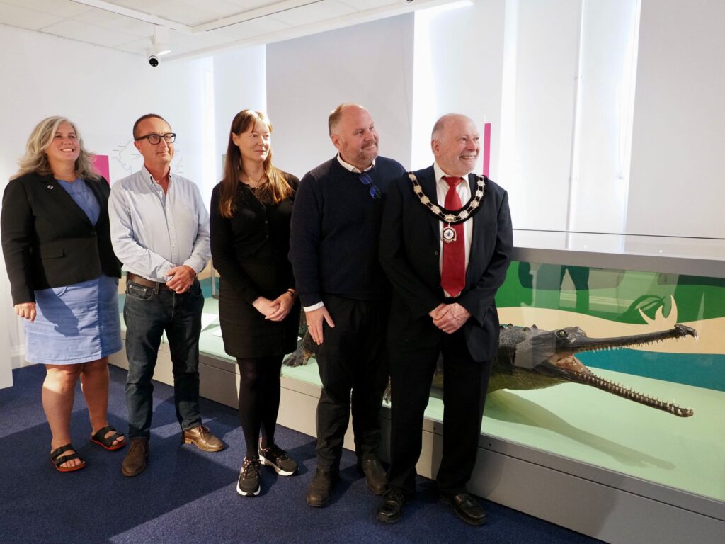 From left to right: Heidi Alexander MP, Andrew Cross (Chair of Friends of MAS), Frances Yeo (curator), Jim Robbins (SBC leader), Neil Hopkins (deputy mayor)