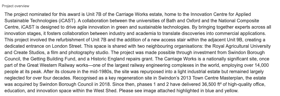 Why the carriage works is nominated
