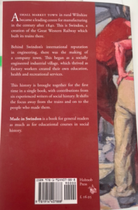 Back cover of Made in Swindon - published by Hobnob Press