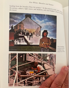 Golden Lion Bridge Mural Refreshed - Ken White, in 1976, in front of the mural on an end terrace wall on the junction of Princes Street and Fleming Way