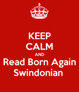 Contact me - graphic about keeping calm and reading born again swindonian