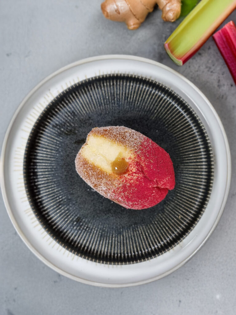 Rhubarb and Ginger Jam Vegan Doughnut 