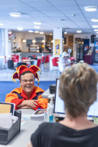 Actor Ben Goffe in the foyer at the Wyvern Theatre.