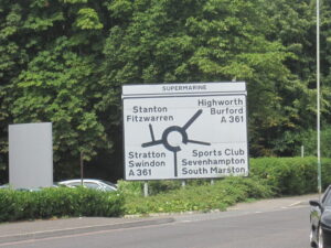 The Supermarine roundabout sign on Supermarine road Swindon - South Marston