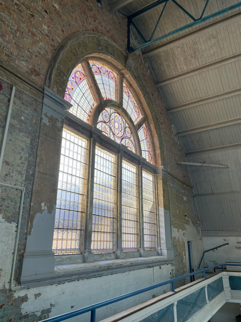 Health hydro large stained glass window