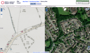Freshbrook Way West Swindon. Image shows a section of an old map side-by-side an aerial view of the same area today.