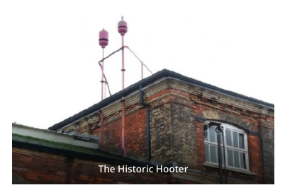 Commemorating GWR Works Closure - the historic hooter on the Outlet centre in Swindon