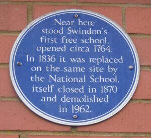 The plaque marking the spot of the National School on Newport Street