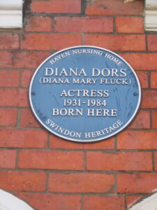 Diana Dors blue plaque on Kent Road in Swindon