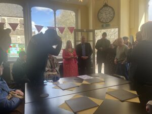 The mayor of Swindon, Fay Howard, and Bob Wright chair of Swindon Heritage Preservation Trust