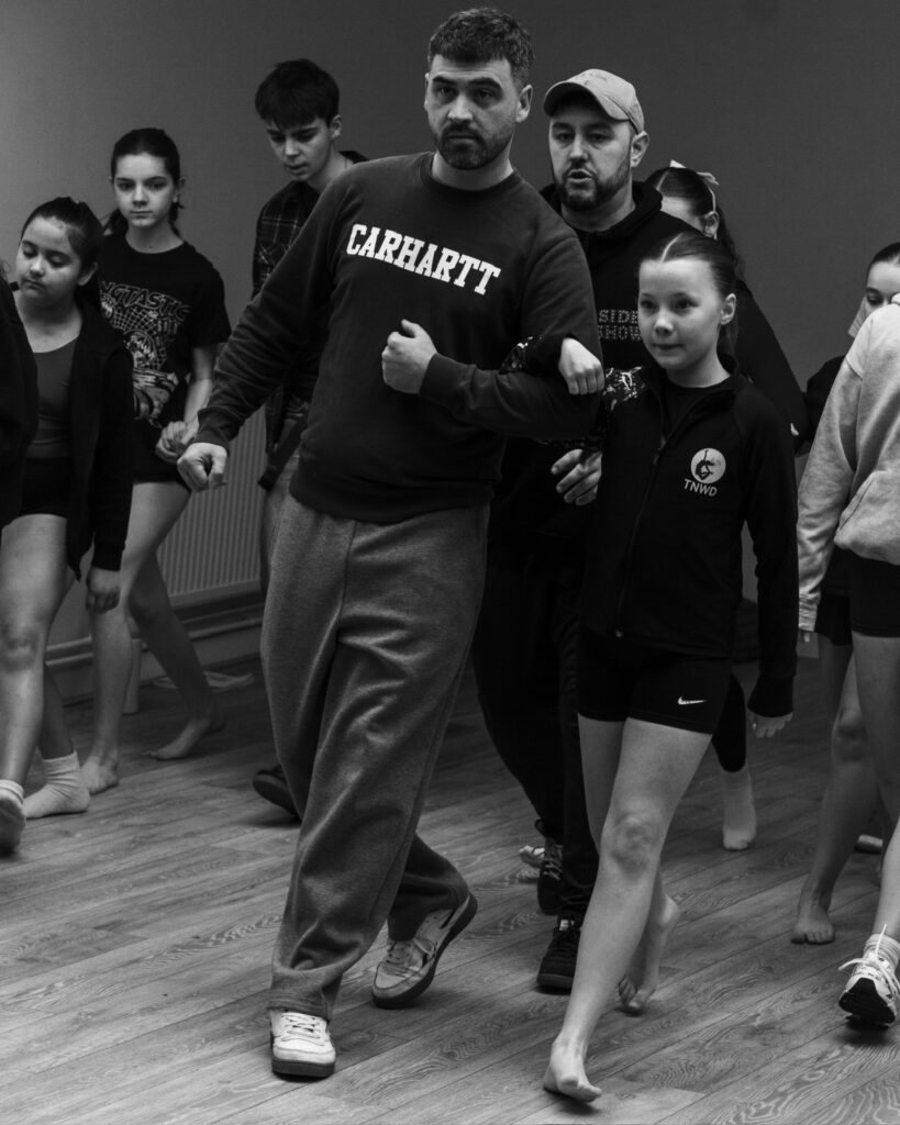 Verruca Salt and Father Salt in rehearals