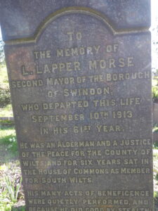 Grave of Levi Lapper Morse in Radnor Street cemetery Swindon