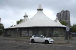 The rotting tented market at the end of Commercial Road in Swindon