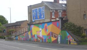 One half of the remains of the York Road bridge over the canal 