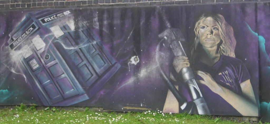 Section of the Cambria Bridge Mural featuring Billie Piper
