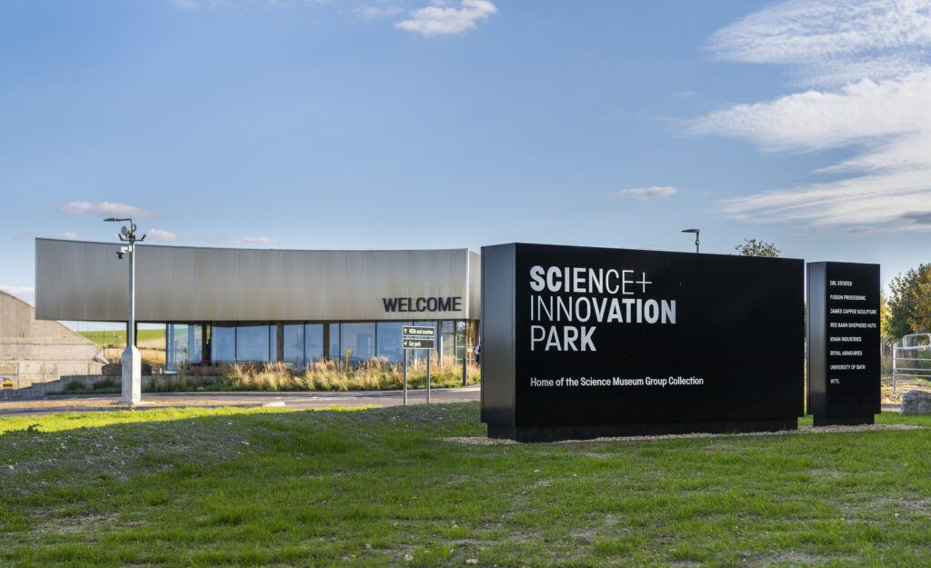 Signage at the entrance to Science + Innovation Park