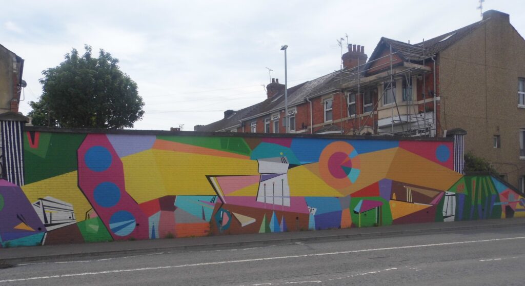 York Road Bridge mural - Dayna Baxter and the late Paul Exton.
