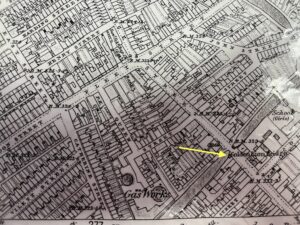 Map section showing the location of the Golden Lion Bridge