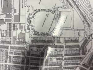 1942 map section showing County Road and development of the surrounding area