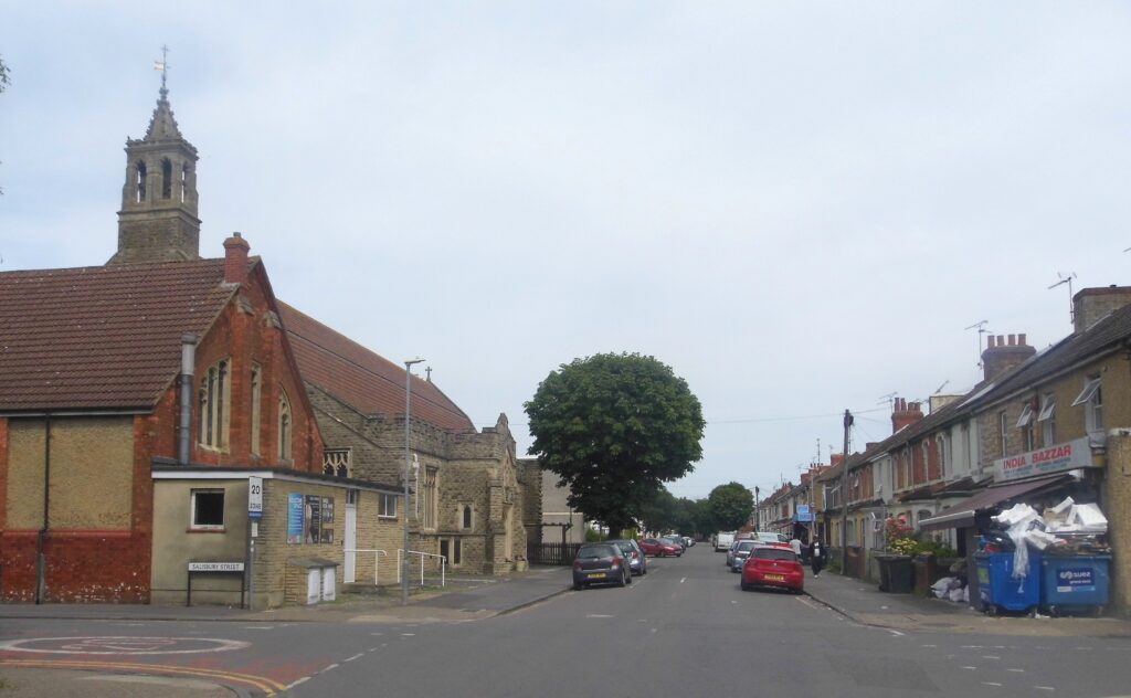 View down Broad Street towards County Road