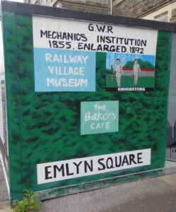Mural section on the boardings on the Mechanics' Institution