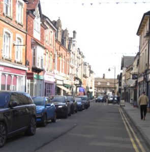 Wood Street Old Town - view down the street towards the Goddard's Arms on High Street