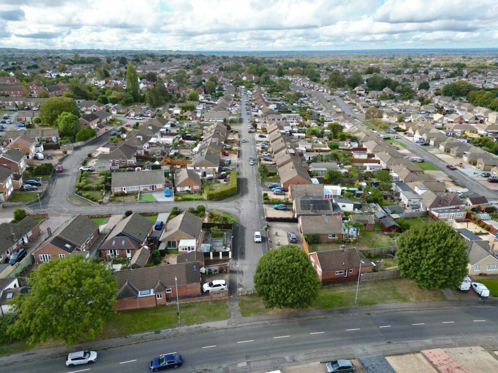 The other length of the Broadway running up the centre of the picture