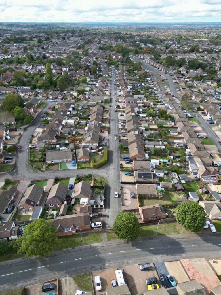 The other length of the Broadway running up the centre of the picture
